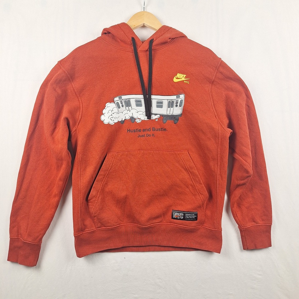 Nike NYC Hustle and Bustle Subway Graphic Hoodie Orange Red Size S